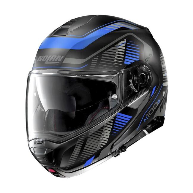 Casco Modulare N100-5 P Starboard N-com 043 Flat Black Blue Nolan